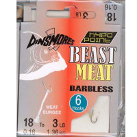 BEAST MEAT SIZE 18 BARBLESS RIG Pack of 6 DINSMORES