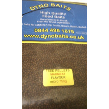 MAD MEAT FLAVOUR FEEDER PELLETS micro DYNO BAITS 750g bag