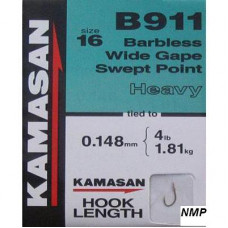 Kamasan B911 Hooks To Nylon Barbless wide gape swept point (heavy) Size 16