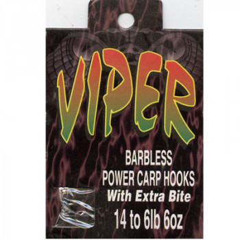 VIPER Size 14 barbless (hook to nylon) Power Carp Hooks - 10 pack Fishing Hooks