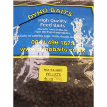 Halibut Pellets BLACK  4mm ( DYNO BAITS ) 750g