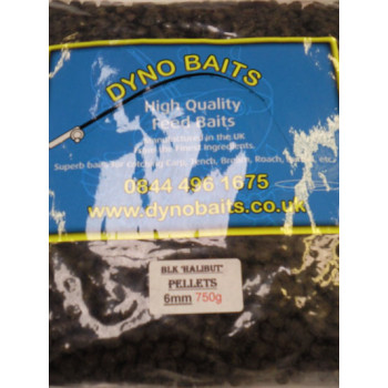 Halibut Pellets BLACK  6mm ( DYNO BAITS ) 750g
